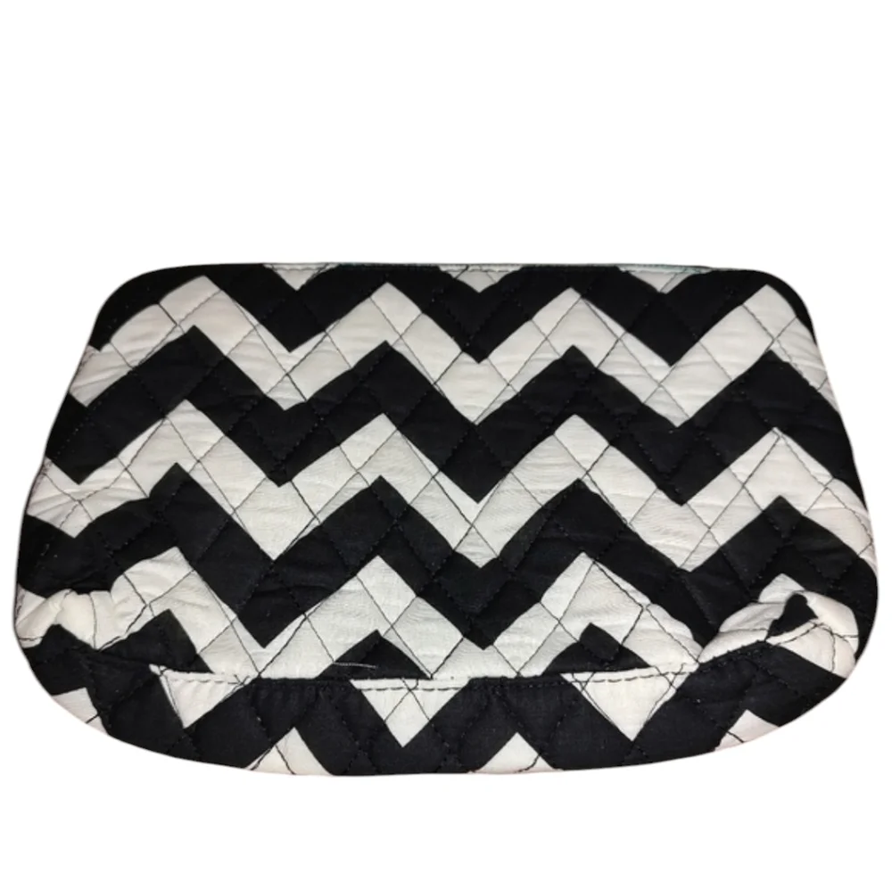 Aqua Blue And Black Chevron Stripe Diaper Bag With Changing Mat